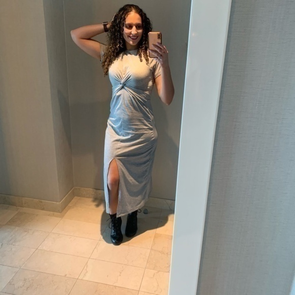 Nasty Gal Twisted Grey‎ Open Slit Maxi Dress Medium